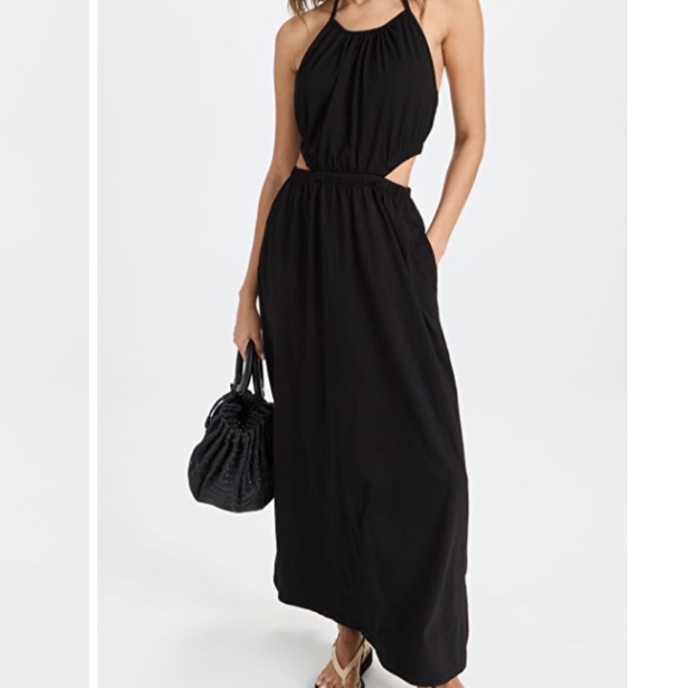 Monroe halter cut out detail maxi dress, Black, L